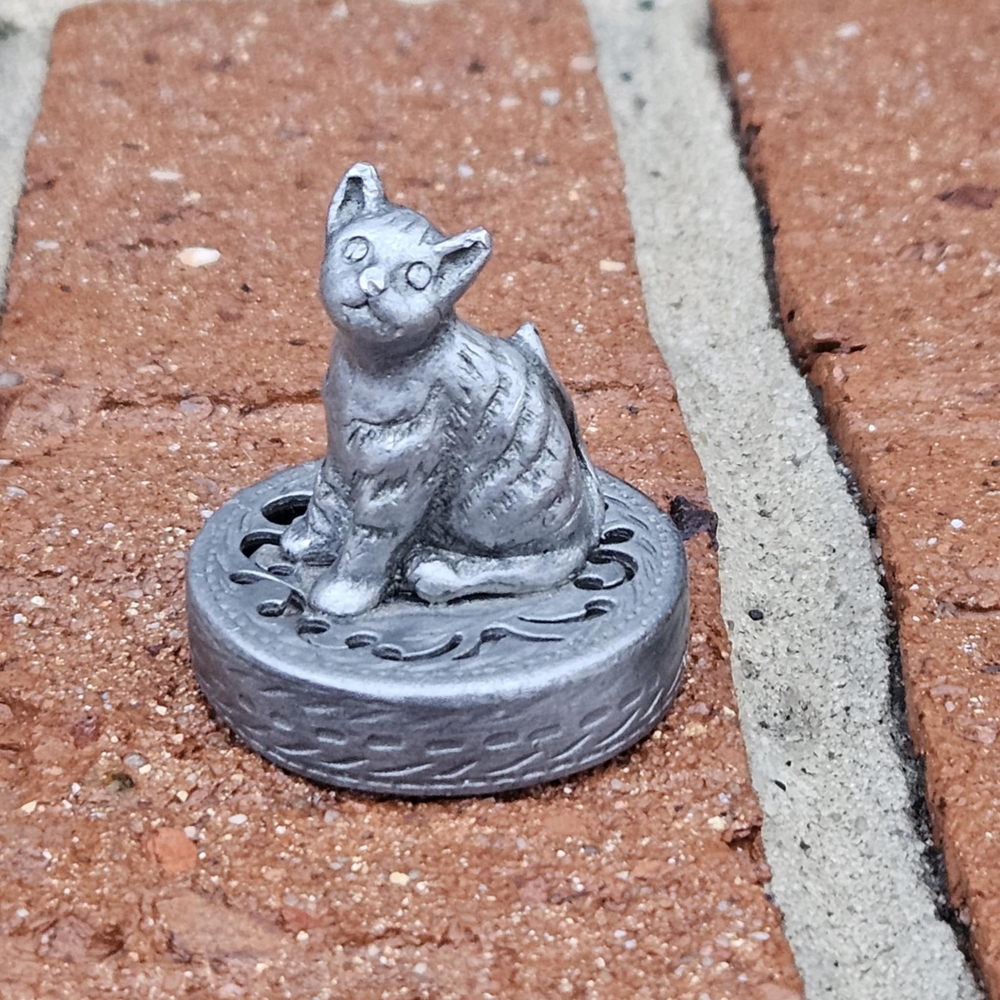 Pewter Sculpture of Small Sitting Cat Figurine